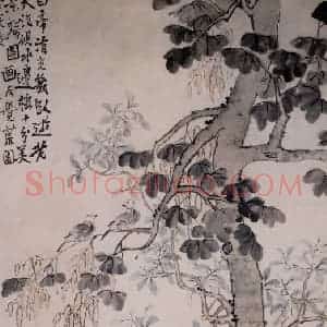 清代 李鳝《梧桐桂花》国画花鸟作品图片赏析
