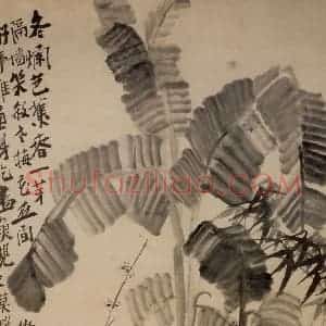 清代 李鳝《芭蕉梅竹》国画花鸟作品图片赏析