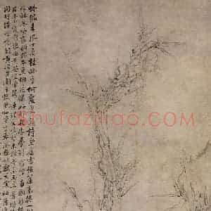 清代 李鳝《竹石藤花图》国画花鸟作品图片赏析