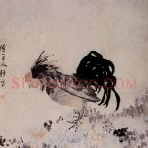 清代 李鳝《雄鸡图》国画花鸟作品图片赏析