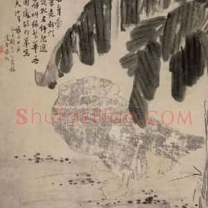 清代 李鳝《蕉鹅图》国画花鸟作品图片赏析