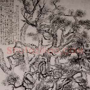 清代 李鳝《五松图》国画花鸟作品图片赏析