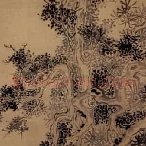 清代 李鳝《松柏长春》国画花鸟作品图片赏析