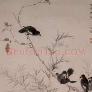 清代 华岩《六鸲鹄图》国画花鸟作品图片赏析