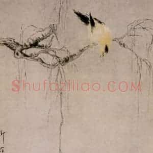 清代 华岩《黄鹂垂柳图》国画花鸟作品图片赏析