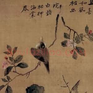 清代 华岩《海棠白头图》国画花鸟作品图片赏析
