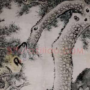 清代 华岩《松鹤图》国画花鸟作品图片赏析