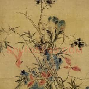 清代 华岩《疏树归禽图》国画花鸟作品图片赏析