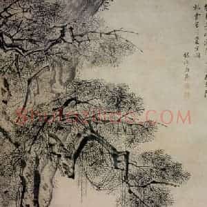 清代 华岩《爱鹤图》国画综合作品图片赏析