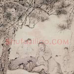 清代 华岩《松下观流图》国画综合作品图片赏析