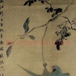 清代 华岩《鹦鹉荔枝图》国画花鸟作品图片赏析