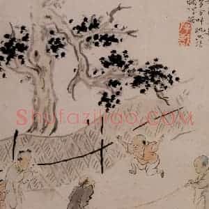 清代 华岩《童戏图》国画人物作品图片赏析