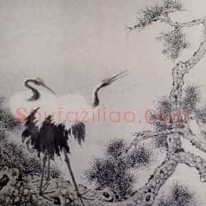 清代 华岩《松鹤图》国画综合作品图片赏析