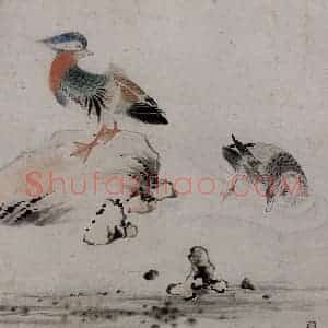 清代 华岩《桃花鸳鸯图》国画花鸟作品图片赏析