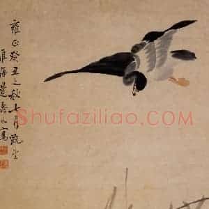 1733年 边寿民《芦雁图》国画花鸟写意作品图片赏析