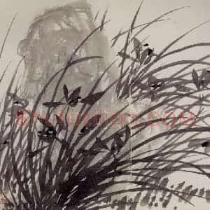 清代 罗聘《兰竹石图册》国画花鸟作品图片赏析