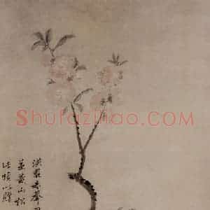 清代 罗聘《桃花松枝图》国画花鸟作品图片赏析