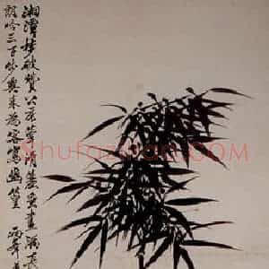 清代 罗聘《竹石图》国画花鸟作品图片赏析