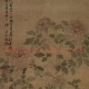明代 陈淳《牡丹图》国画花鸟作品图片赏析