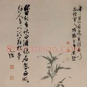 明代 陈淳《竹石菊花图》国画花鸟作品图片赏析