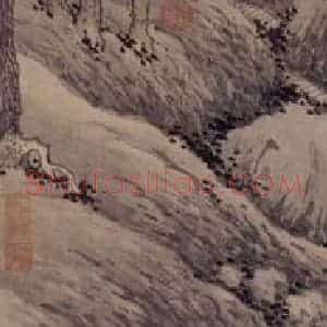 1493年 沈周《千人石夜游图》国画山水写意作品图片赏析