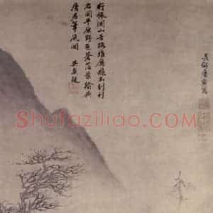 1506年 唐寅《关山行旅图》国画山水写意作品图片赏析