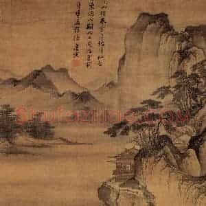 约正德初年30余岁 唐寅《春游女儿山图》国画山水写意作品图片赏析