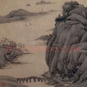 唐寅《行春桥图》国画山水写意作品图片赏析