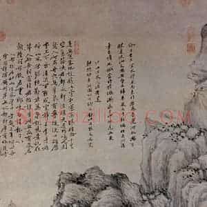 沈周《虎丘送客图》国画山水写意作品图片赏析
