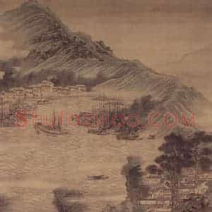1676年 樊圻《江干风雨图》国画山水作品图片赏析