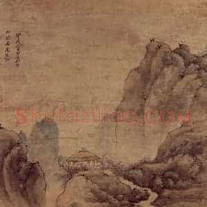 1694年 樊圻《春山策杖图》国画山水作品图片赏析