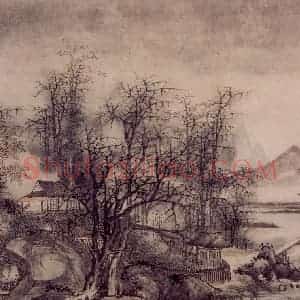 1662年 吴宏《山水》国画山水作品图片赏析
