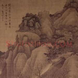 1682年 龚贤《涧屋听泉图》国画山水作品图片赏析