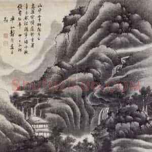 1684年 龚贤《松林书屋图》国画山水作品图片赏析