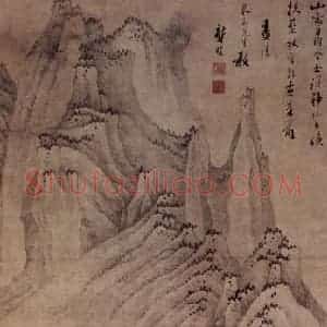 明代末 龚贤《山泉黄叶图》国画山水作品图片赏析