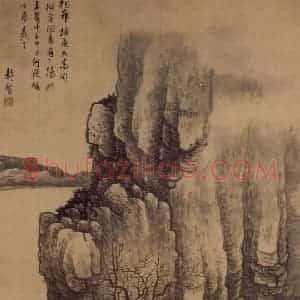 明代末 龚贤《高岗茅屋图》国画山水作品图片赏析