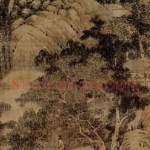 清代 王铎《春晓观瀑图轴》国画山水写意作品图片赏析