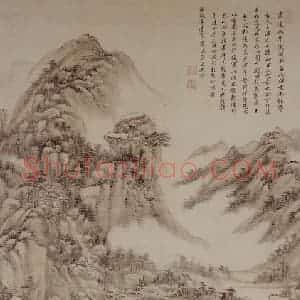 清代 王原祁《仿大痴山水图轴》国画山水写意作品图片赏析