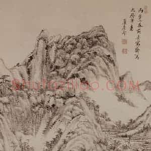 清代 王原祁《仿大痴山水图轴》国画山水写意作品图片赏析