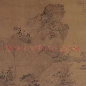 清代 吴筠《松荫听瀑图轴》国画山水写意作品图片赏析
