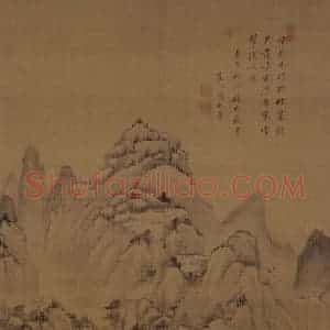 清代 周亮工《晴树烟岚图轴》国画山水写意作品图片赏析