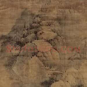清代 王铎《春晓观瀑图轴》国画山水写意作品图片赏析