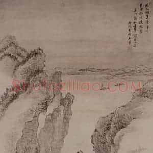 清代 王翚《杜甫诗意图轴》国画山水写意作品图片赏析