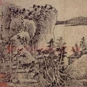 元朝 王蒙《溪山风雨图》国画山水作品图片赏析