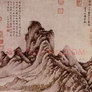 元朝 王蒙《秋山草堂图》国画山水作品图片赏析