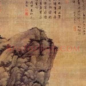 元朝 吴镇《秋江渔隐图》国画山水作品图片赏析
