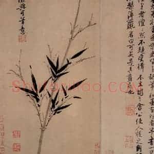 元朝 吴镇《墨竹谱》国画花鸟作品图片赏析