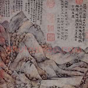 元朝 倪瓒《雨后空林图》国画山水作品图片赏析
