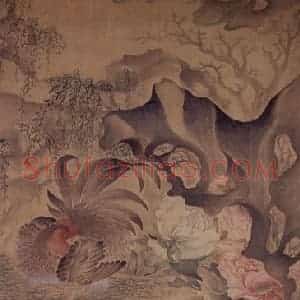 清代 高凤翰《花荫鸡栖图》国画花鸟作品图片赏析