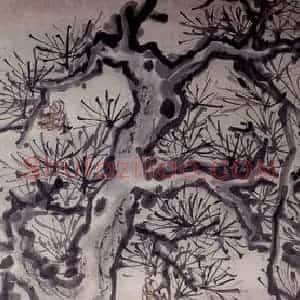 清代 高凤翰《松石图》国画花鸟作品图片赏析